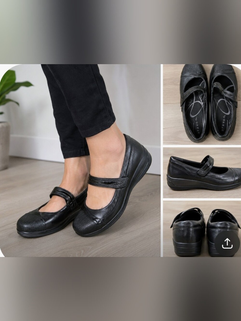 Aravon by New Balance Alana-AR Mary Jane Flats Black Comfort Shoes Women’s Sz 10